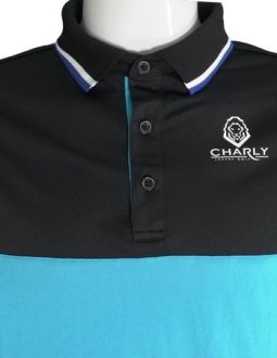 Áo golf Charly cộc tay phối màu đen - xanh dương | CHL-ACTPM-DXD