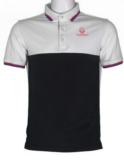 Áo golf Charly cộc tay phối màu trắng đen CHL-ACTPM-TD