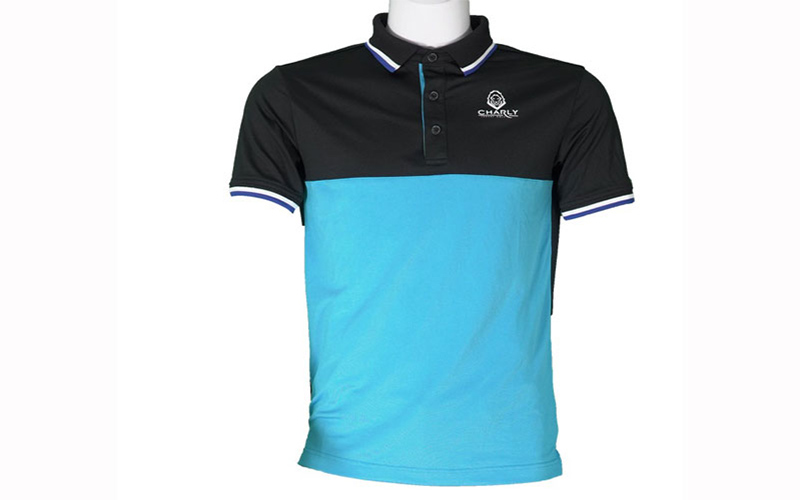 Áo golf Charly cộc tay phối màu đen, xanh dương | CHL-ACTPM-DXD