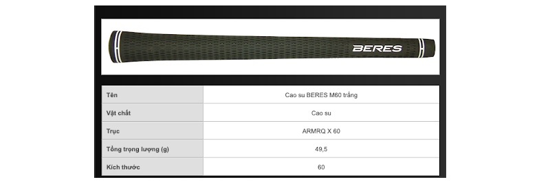 Grip cao su BERES M60 trắng