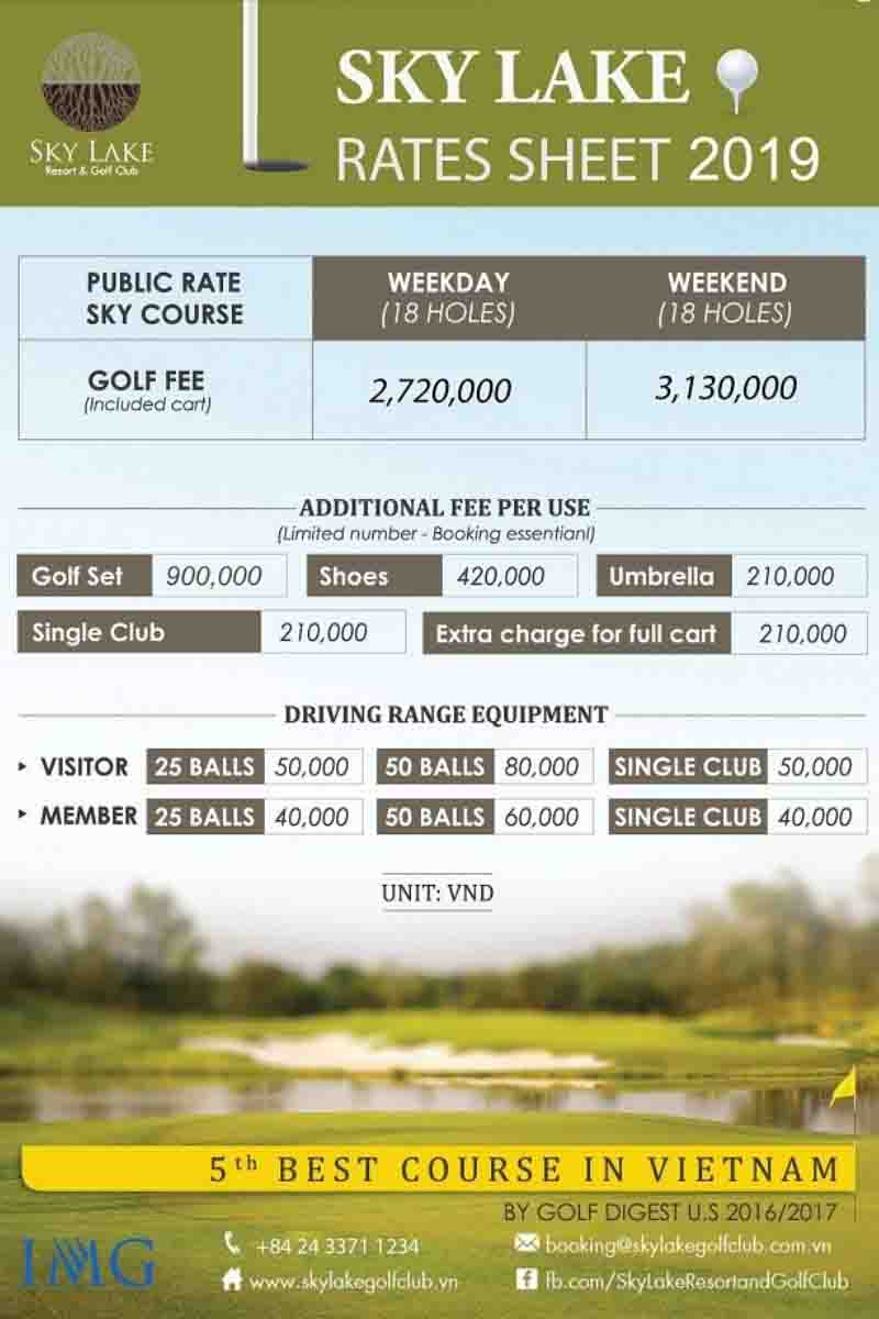 Bảng giá sân golf sky lake