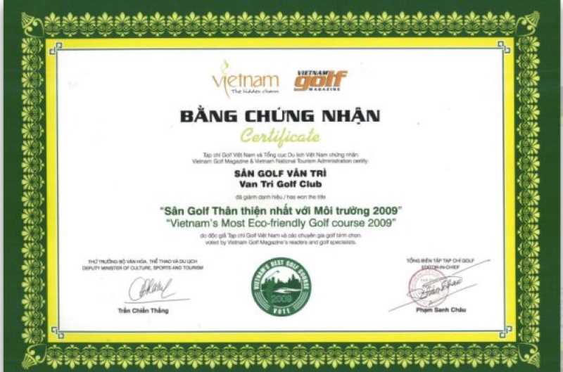 Chứng nhận sân golf thân thiện nhất với môi trường