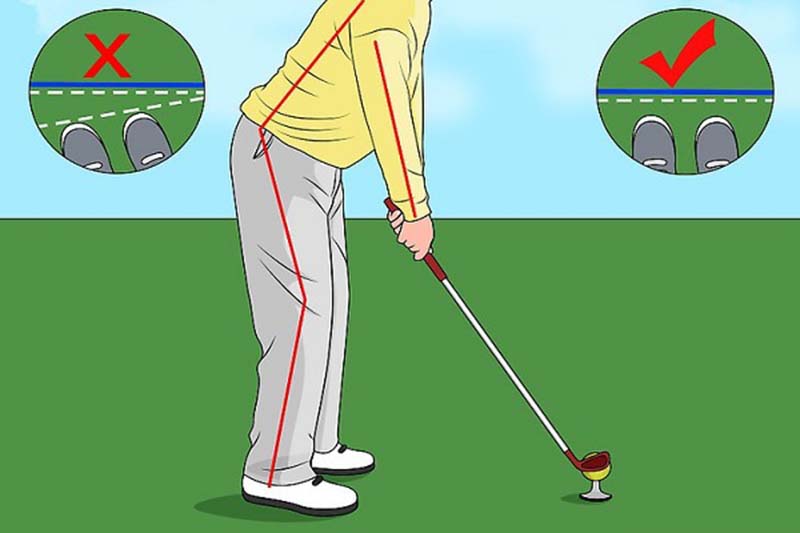 Khi thực hiện swing golf, đầu gối người chơi cần khum vừa phải