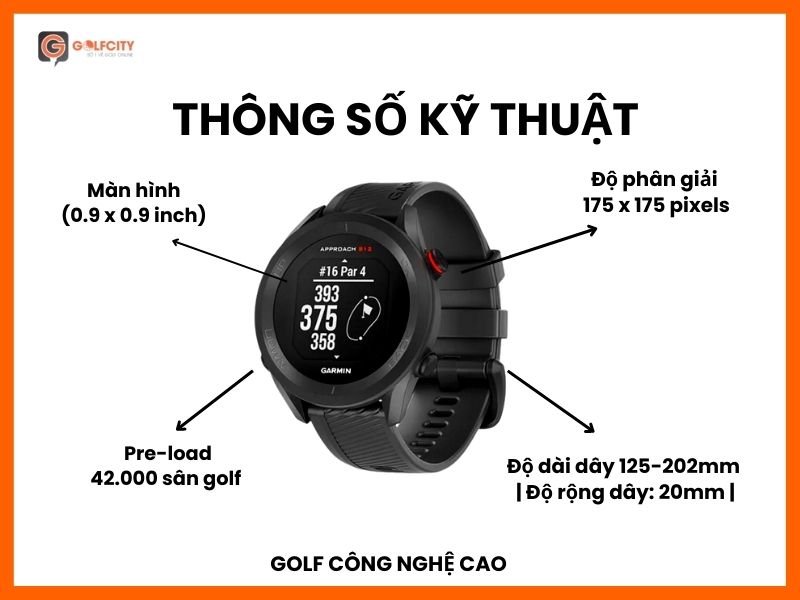 Thông số của đồng hồ golf Garmin S12