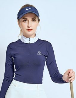 Áo golf nữ Charly Golf Dark Blue Luxury dài tay
