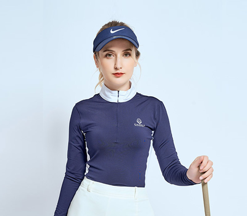 Áo golf nữ Charly Golf Dark Blue Luxury dài tay có màu xanh trang nhã