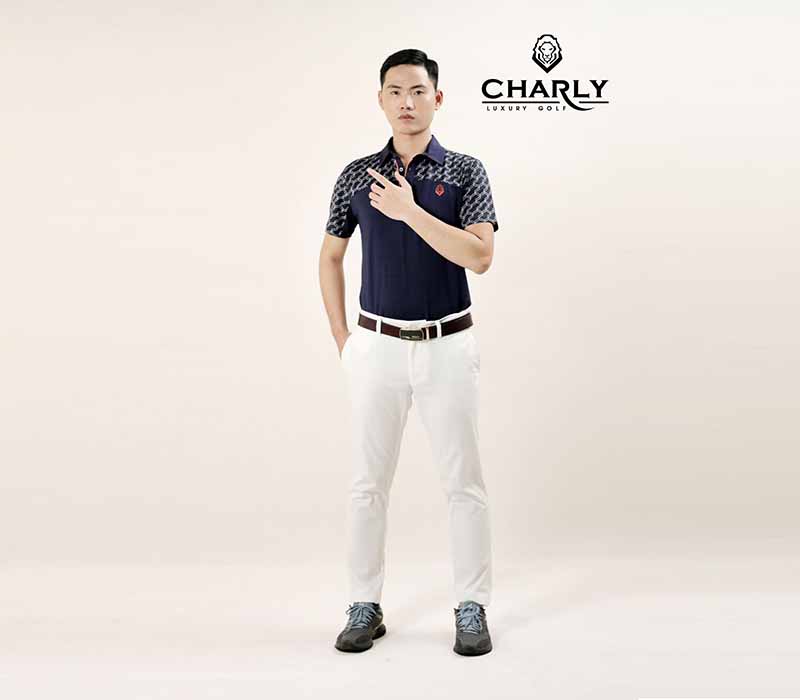 quần golf nam Charly Men’s Golf Pants White 