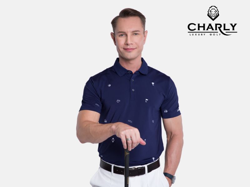Mẫu áo polo Charly thêu họa tiết được các golfer ưa chuộng