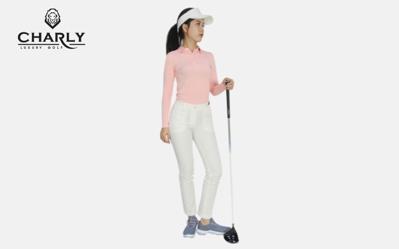 quần dài golf nữ charly trắng mẫu 1