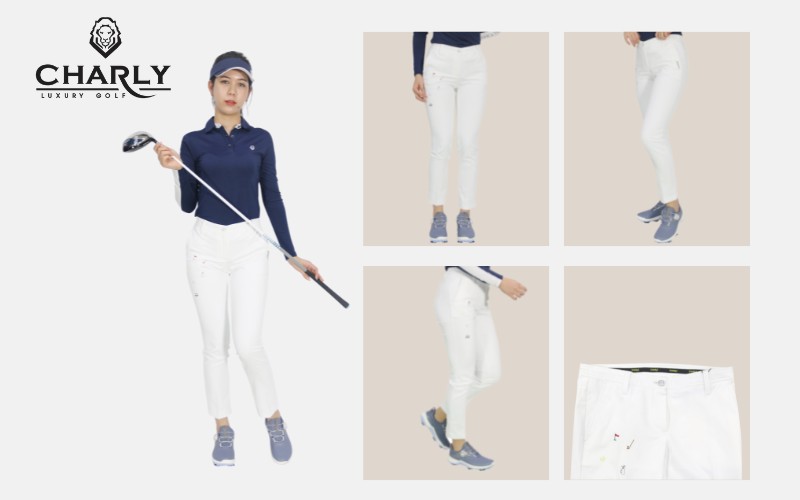 quần dài golf nữ charly trắng mẫu 3