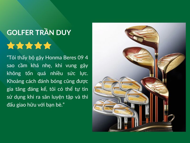Golfer Trần Duy đánh giá cao bộ gậy golf Honma Beres 09 4 sao