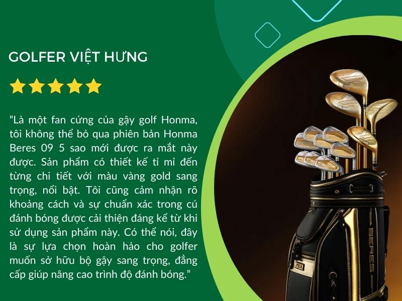 Golfer Việt Hưng đánh giá cao bộ gậy golf Honma Beres 09 5 sao