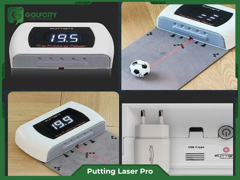 Thảm tập putt công nghệ Putting Laser Pro sử dụng công sạc USB TYPE C tiện lợi